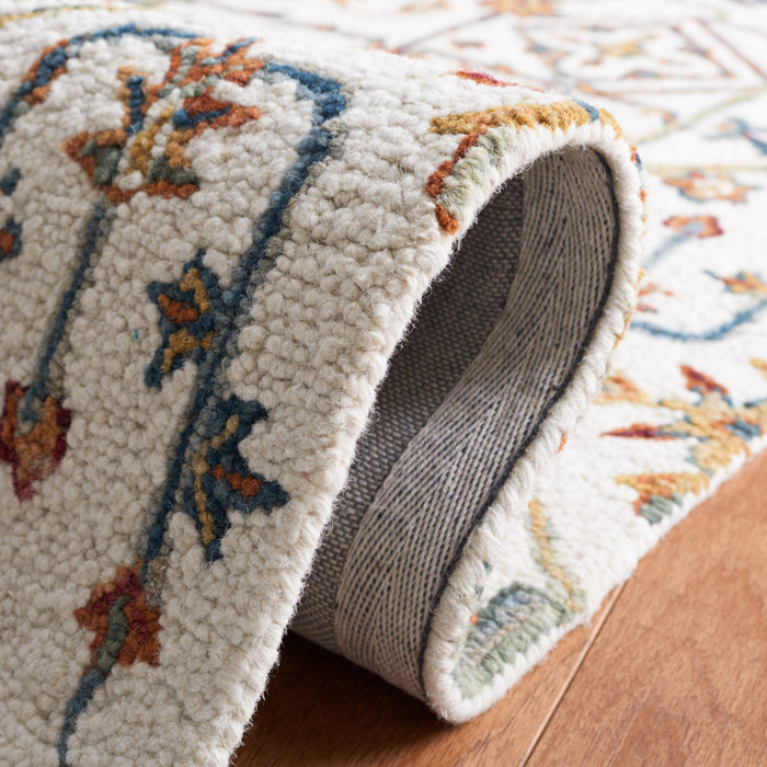 Bungalow Rose Wahcheechee Handmade Hand Tufted Wool Ivory/Yellow/Red